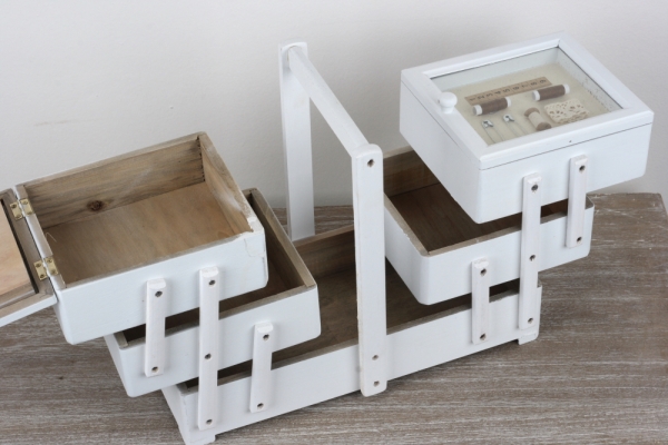 Trojposchodová krabička na šitie 36x19x28cm