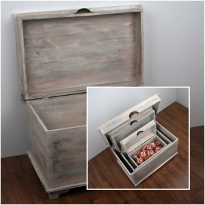 Truhla drevená s patinou 60x38x33cm