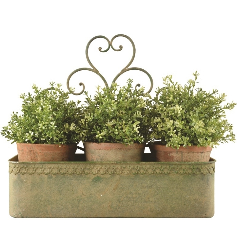 Kvetináč na stenu so zelenou patinou 40x37x14cm