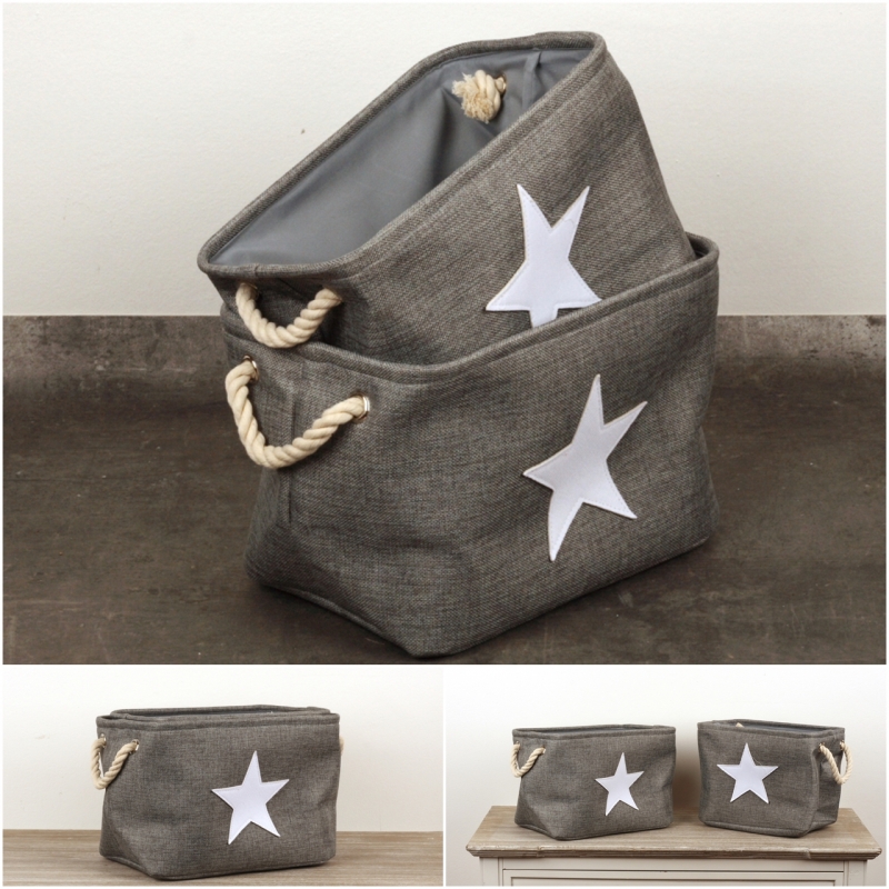 Úložné textilné koše biela hviezda (sada 2ks) 30/33cm