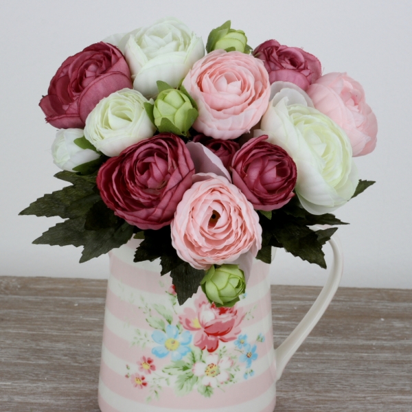 Umelá kytice záružlie ružová 22cm