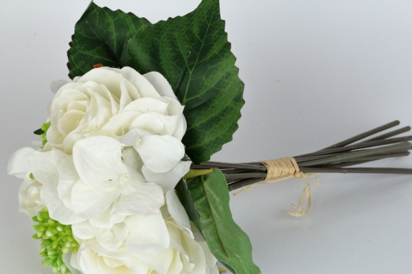 Umelá kytica ruží a hortenzií 29cm