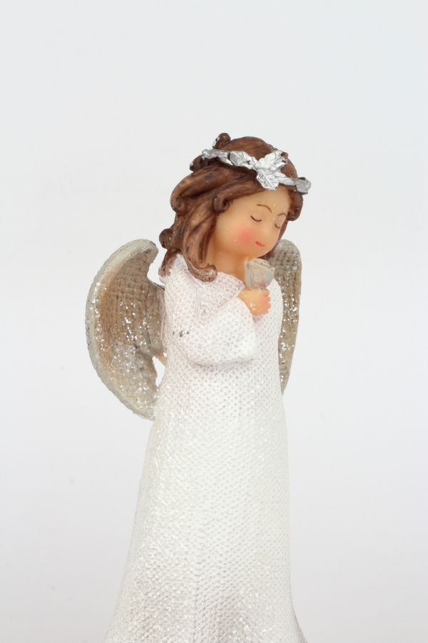 Vianočný anjel s ruží 14cm