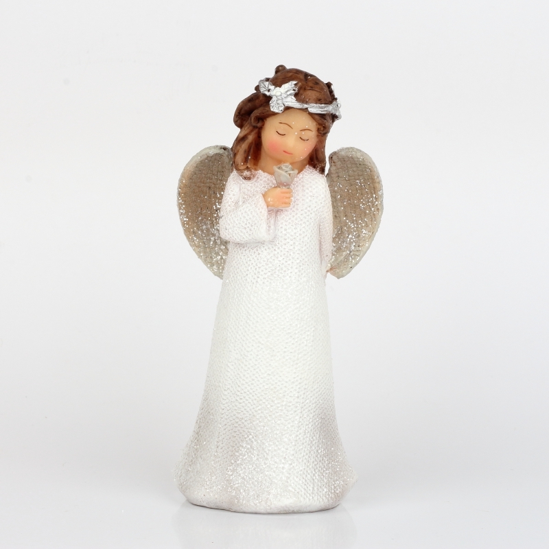 Vianočný anjel s ruží 14cm