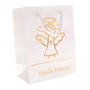 Vianočná darčeková taška anjel biela XXL