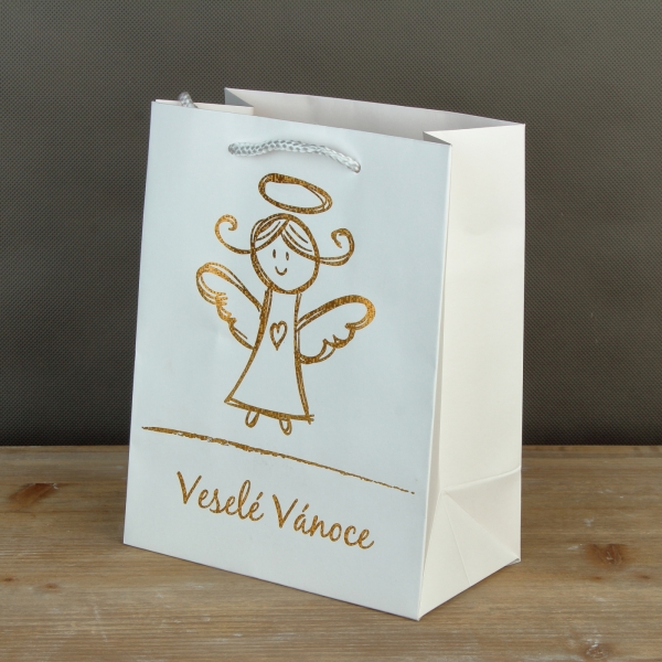 Vianočná darčeková taška anjel biela XXL