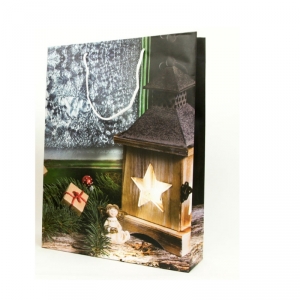 Vianočná darčeková taška lampáš 25x8,5x34,5cm