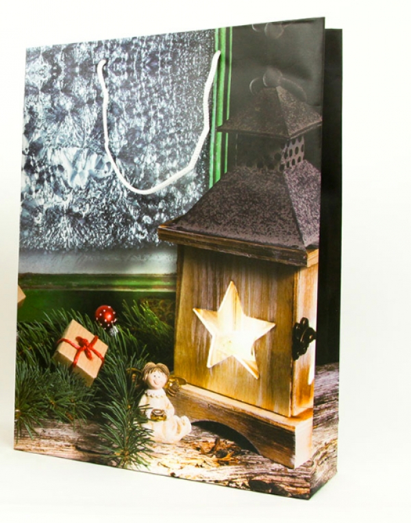 Vianočná darčeková taška lampáš 25x8,5x34,5cm