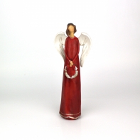 Vianočná dekorácie - anjel držiaci veniec 30,5cm