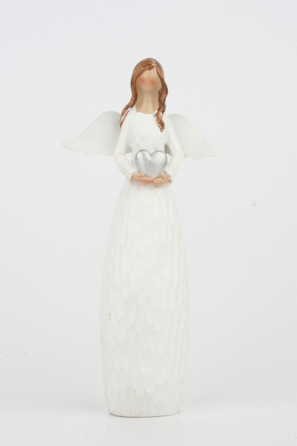 Vianočné dekorácie anjel so strieborným srdcom