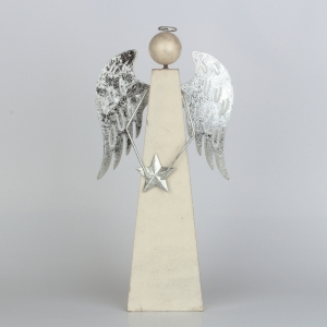 Vianočné dekorácie anjel so striebornými krídlami 10x10x40cm 