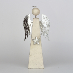 Vianočné dekorácie anjel so striebornými krídlami 8x8x31cm