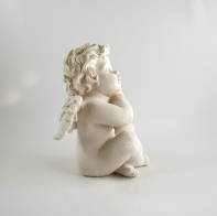 Vianočné dekorácie Anjel sediaci biely 22,5 cm