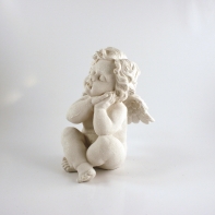 Vianočné dekorácie Anjel sediaci biely 22,5 cm