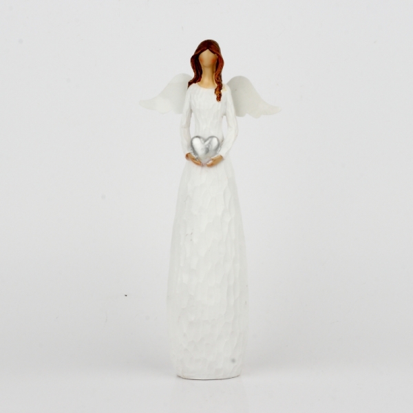 Vianočné dekorácie anjel veľký so strieborným srdcom 30cm