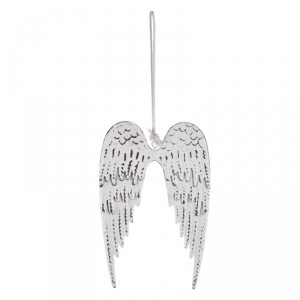 Vianočné dekorácie biela kovová křídla 10x15cm
