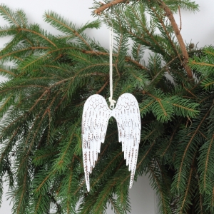 Vianočné dekorácie biela kovová krídla veľká 