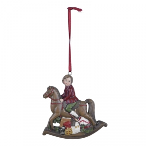 Vianočné dekorácie chlapec na koníkovi 9x9cm