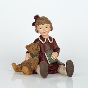 Vianočná dekorácia dievčatko s medvedíkom