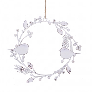 Vianočná dekorácia do okna venček s vtáčikmi 34cm