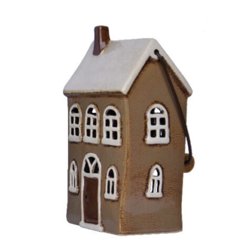 Vianočná dekorácia domček na sviečku hnedý