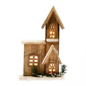 Vianočné dekorácie domčeky natur 19 x 30 x 6 cm