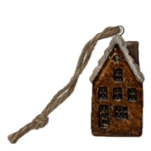 Vianočné dekorácie keramický domček na zavesenie 3x2x7cm typ A