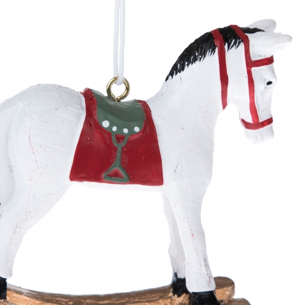 Vianočné dekorácie koník závesný biely