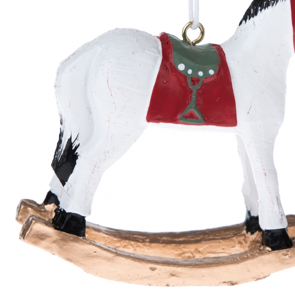 Vianočné dekorácie koník závesný biely