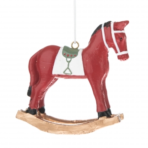 Vianočné dekorácie koník závesný červený