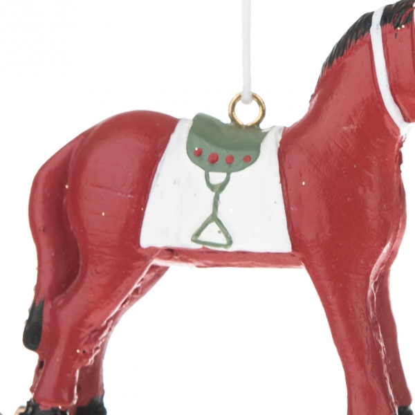 Vianočné dekorácie koník závesný červený