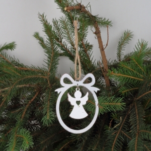 Vianočné dekorácie kovová banka s anjelom