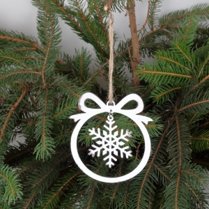 Vianočné dekorácie kovová banka s vločkou