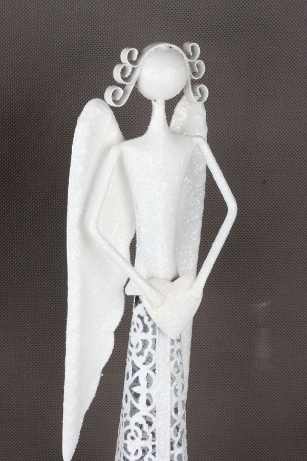 Vianočná dekorácie kovový anjel so srdcom 55cm