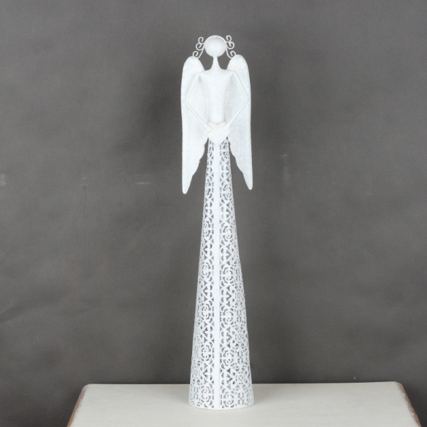 Vianočná dekorácie kovový anjel so srdcom 55cm