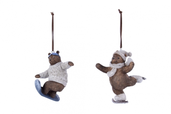 Vianočné dekorácie medveď na korčuliach 12,5cm