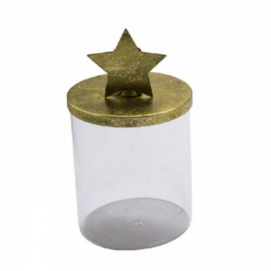Vianočná dekorácia na stôl 11,5x20cm dóza s hviezdou