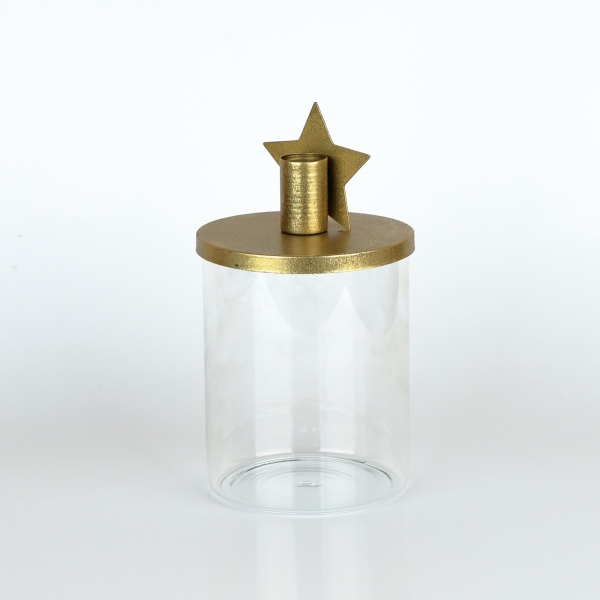 Vianočná dekorácia na stôl 11,5x20cm dóza s hviezdou