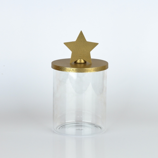 Vianočná dekorácia na stôl 11,5x20cm dóza s hviezdou