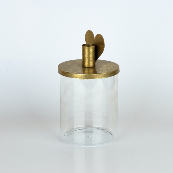 Vianočná dekorácia na stôl 11,5x20cm dóza so srdcom