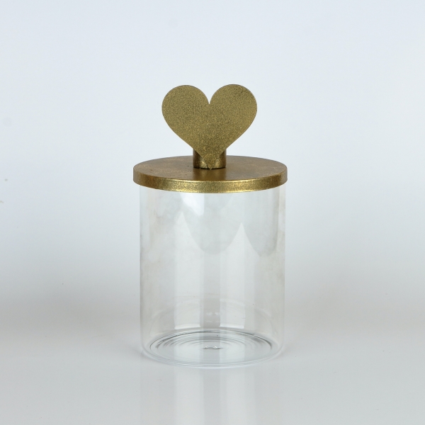 Vianočná dekorácia na stôl 11,5x20cm dóza so srdcom