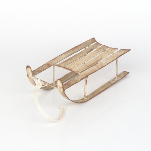 Vianočné dekorácie sánky kovové hnedé 16x7,5x5cm