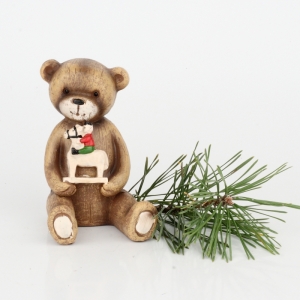 Vianočná dekorácia soška medvedíka s koníkom 11cm