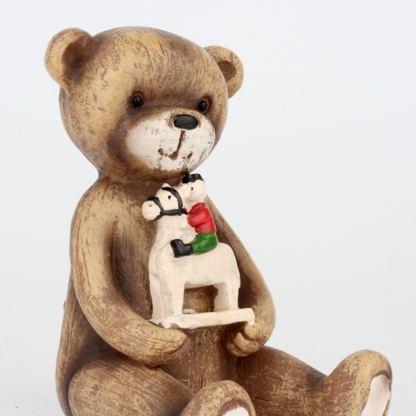 Vianočná dekorácia soška medvedíka s koníkom 11cm