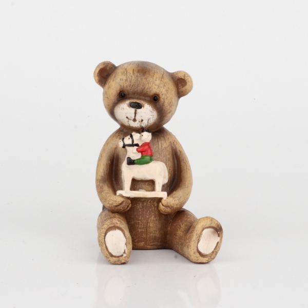 Vianočná dekorácia soška medvedíka s koníkom 11cm