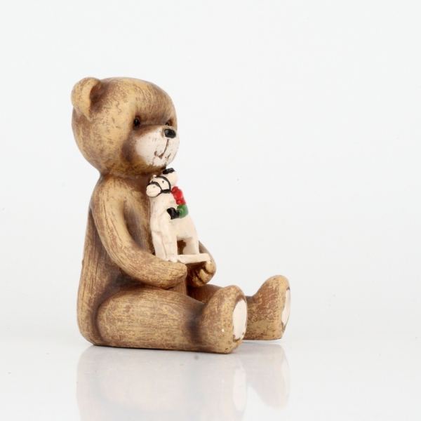 Vianočná dekorácia soška medvedíka s koníkom 11cm
