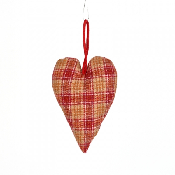 Vianočná dekorácia srdce látkovej 12x8cm