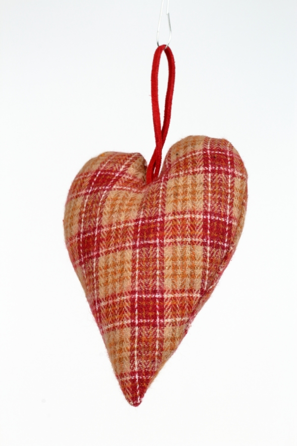 Vianočná dekorácia srdce látkovej 12x8cm