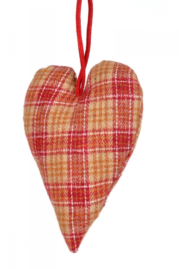 Vianočná dekorácia srdce látkovej 12x8cm
