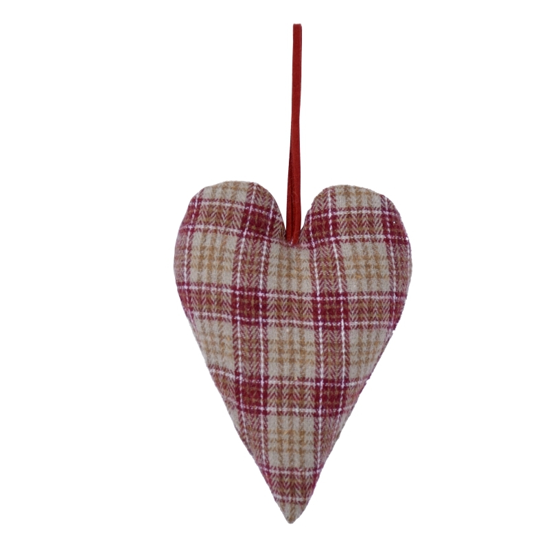 Vianočná dekorácia srdce látkovej 12x8cm